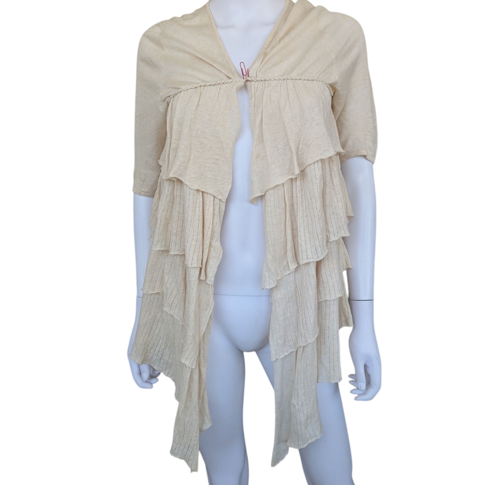 Moth Cream Layered Cardigan Sweater - Picture 3 of 7